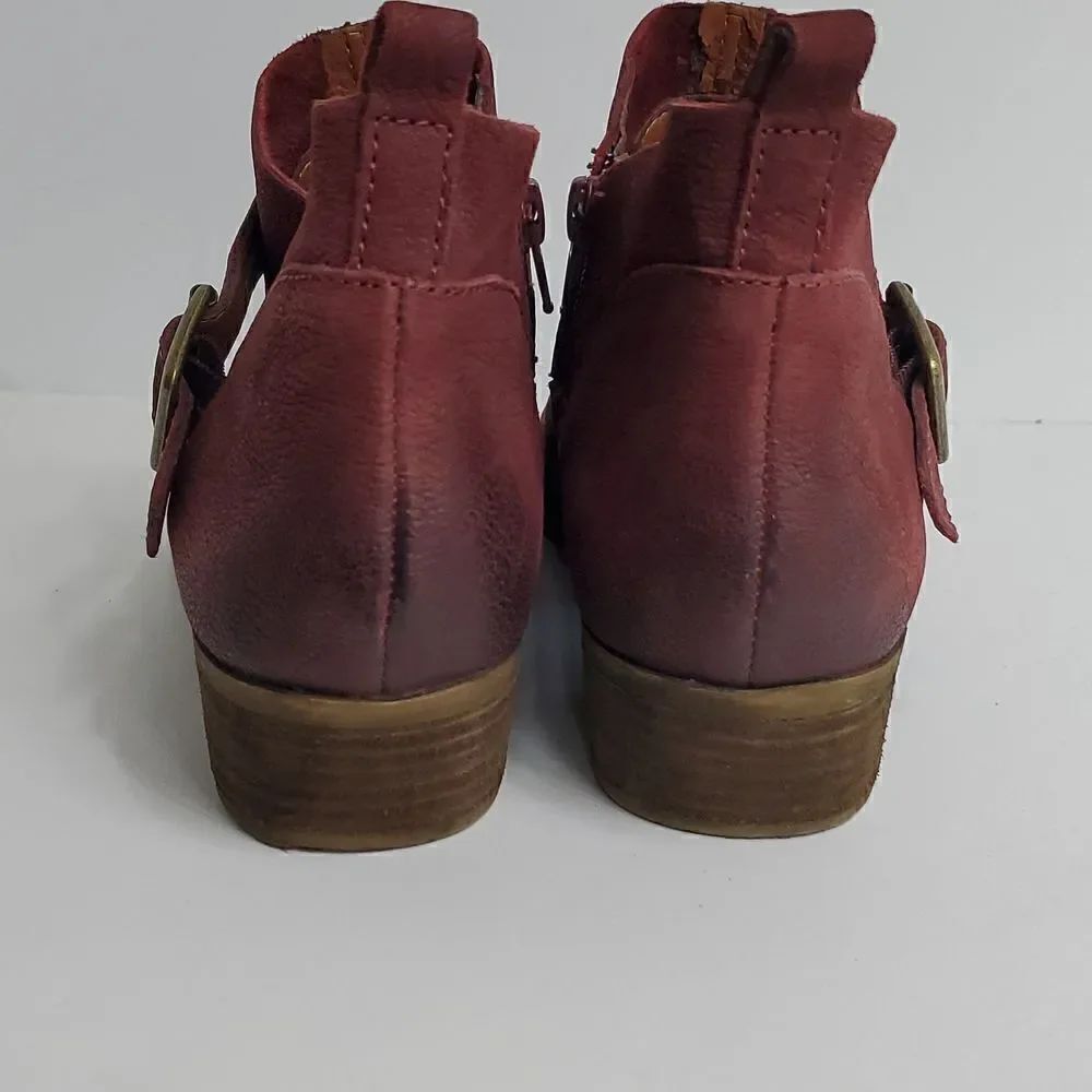 Lucky Brand LK-Boomer Leather Ankle Bootie Ruby Wine Size 7.5 M - Picture 5 of 13